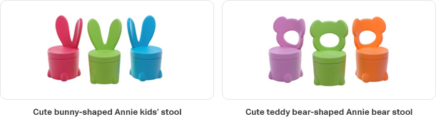 Cute bunny-shaped Annie kids’ stool, Cute teddy bear-shaped Annie bear stool