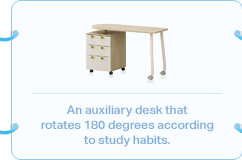 An auxiliary desk that rotates 180 degrees according to study habits