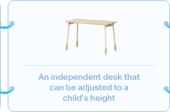 An independent desk that can be adjusted to a child’s height