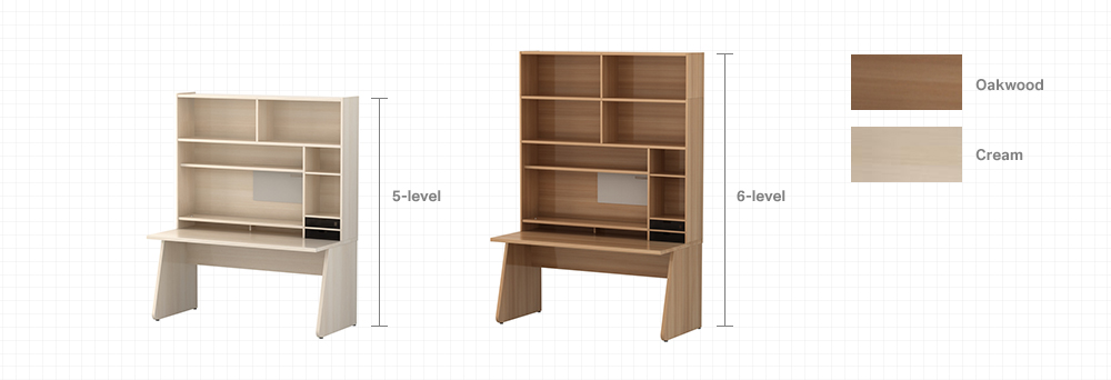 5-level/6-level bookcases in maple/maple white colors image